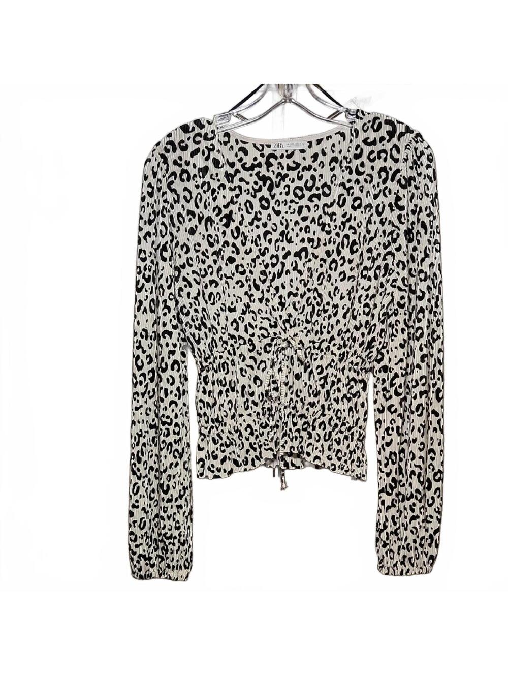 Zara | Black and White Animal Print Blouse | S